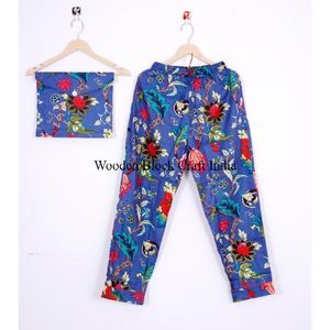 Ensemble pyjama indien 100% coton, imprimé au bloc, pour demoiselle d'honneur, pyjama et chemise à imprimé floral, fabrication artisanale indienne, ensemble pyjama 100% coton pur. - Product Image 2
