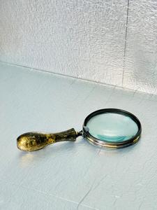 4'' Handmade Durable Brass Magnifying Glass with Black Modern Finish and Wooden Round Handle - Product Image 1