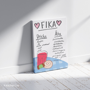 Impresión en lienzo para cocina, póster con ilustración de café y repostería Fika escandinava, obra de arte moderna para decoración de pared de cafetería - Product Image 2