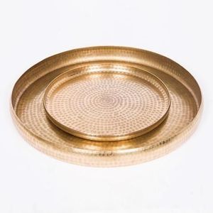 Handmade Brass Round <b>Tray</b> Luxury Decorative Serving Platter for Coffee Table <b>Vanity</b> Dining Table Home Hotel Restaurant Styling - Product Image 3