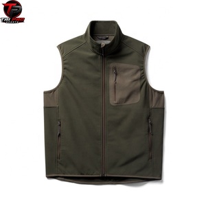 Chaleco Utilitario Softshell Verde para Hombre, Cuello Alto, Cierre Completo, Bolsillo con Cremallera en el Pecho, para Caza, Pesca y Senderismo - Product Image 3