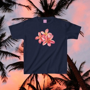 Trendy Y2K Aesthetic Floral Baby Tee, Aesthetic Frangipani Print Slim Fit Crop <b>Top</b>, Women’s Streetwear Summer Graphic T-shirt. - Product Image 5