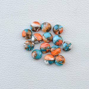 Auténtica ostra natural turquesa 9mm cabujón redondo naranja turquesa gemas tamaño personalizado piedras preciosas sueltas a precio razonable - Product Image 2