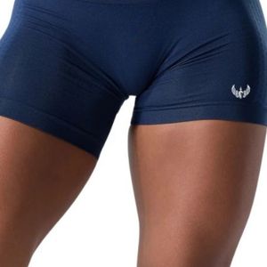 Shorts de sport sans couture taille haute bleu marine pour femme – Compression extensible, entraînement, fitness, yoga, tenue active et confortable - Product Image 6