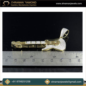 Trendy 10k <b>Solid</b> Gold Custom Hip Hop Classical Band Guitar Moissanite Fine Pendant <b>Necklaces</b> Charms for Unisex Multi-Occasion - Product Image 3