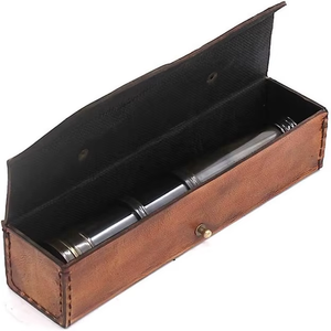 Antique Pirate-Style Spyglass Handheld Brass Telescope Support en bois Étui en cuir Produit décoratif unique RJ Handicraft Store - Product Image 3