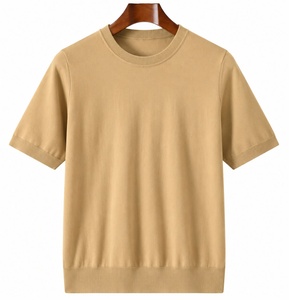Camiseta de Manga Corta para Hombre, Cuello Redondo, Corte Regular, Color Sólido Informal, 100% Algodón Tejido Transpirable, Diseño Liso Antiarrugas en la Parte Delantera - Product Image 4