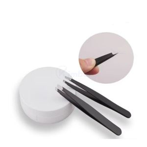 Pince à épiler incurvée noire mate à faible MOQ, pointe inclinée, en acier inoxydable, outil de précision pour l'épilation, OEM ODM - Product Image 2