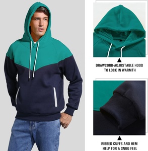<b>Men's</b> Fleece Pullover <b>Hoodies</b> Winter Fashion Casual Color Block Hooded <b>Sweatshirt</b> with Pockets - Product Image 4
