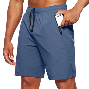 Shorts de jogging décontractés mi-longs en molleton bouclette épais en polyester, tricotés, teints unis, anti-plis, pour hommes - Product Image 1