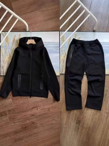 Conjunto de Sudadera con Capucha y Pantalones de Chándal de Forro Polar Técnico Personalizado con Logo para Hombre, con Cremallera Completa, Diseño de 3 Paneles y Estampado de Moda - Product Image 3