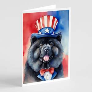 Chow Chow patriotique américain lunatique A7 cartes vierges paquet de 8 avec enveloppes 5x7 cartes de voeux de taille - Product Image 1