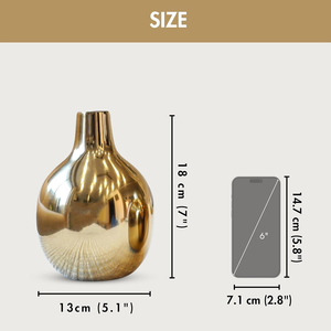 Vase en métal doré élégant, porte-fleurs décoratif de luxe, centre de table moderne pour la maison, le salon, la chambre à coucher, le bureau - Product Image 2