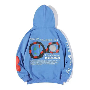 Sudadera Corta Extra Grande de Estilo Vintage Lavada en Azul para Hombre y Mujer, Sudadera Holgada Retro con Hombros Caídos, Estilo Urbano, Venta al por Mayor Personalizada - Product Image 2