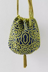 Sac potli brodé de perles, pochette de luxe pour mariage, sac à main ethnique fait main avec cordon de serrage pour tenue de mariée - Product Image 4