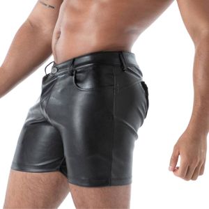 Caleçons en cuir noir pour hommes, taille mi-haute, couleur unie, sous-vêtements sexy, design tentant - Product Image 6