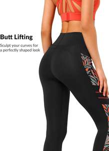 เลกกิ้งออกกำลังกายผ้าสแปนเด็กซ์พิมพ์ลาย ระบายอากาศ ต้านเชื้อแบคทีเรีย ราคาส่งถูก สำหรับผู้หญิง กางเกงโยคะเอวสูง มีกระเป๋า 2 ช่อง - Product Image 4