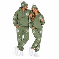 Ensemble de survêtement de Noël personnalisé pour couple, en polaire, avec sweat à capuche, pantalon de jogging et bonnet assorti