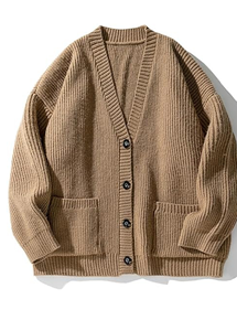 Suéter tipo cárdigan clásico de punto con botones para hombre - Product Image 5