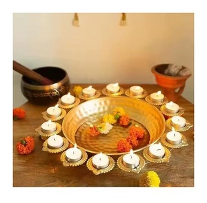 Antique Brass Urli Decorative Bowl Floating <b>Candles</b> <b>Flowers</b> Wedding Timeless Indian Interior Styling Accents Handmade - Product Image 2