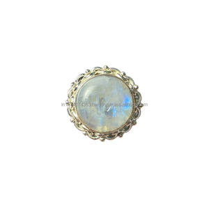 925 Sterling Silver Unisex <b>Statement</b> <b>Ring</b> Classic Cut Natural Moonstone Gemstone with Diamond Bezel Setting for Weddings Parties - Product Image 1