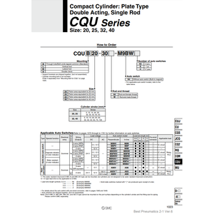 Cylindre compact SMC Pneumatics CQUB25-30M pièce pneumatique de haute qualité - Product Image 2
