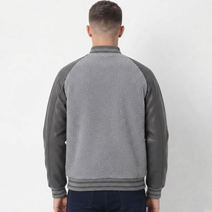 OEM 2 Tone 100% Wool Canvas Body Leather Sleeves <b>Long</b> Varsity <b>Jacket</b> <b>Men's</b> Streetwear Comfortable Breathable Waterproof Coat - Product Image 2