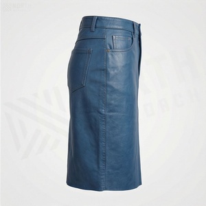 Falda Lápiz de Cuero Sintético PU para Mujer, Cintura Alta, Largo hasta la Rodilla, Color Sólido, Diseño Brillante con Bolsillo, para Todas las Temporadas - Product Image 3
