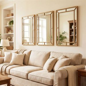 Specchio da Parete Decorativo 91x61 cm ad Alta Definizione Senza Distorsioni con Cornice in Metallo Dorato - Product Image 2