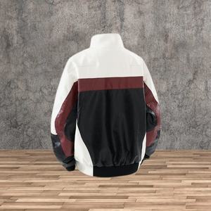Men's PU Premium Leather <b>Jacket</b> Color Blocking Stand Collar Zipper Closure Casual Autumn Wear Regular Fit - Product Image 5