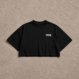 High Quality Boxy Fit women's shirt Drop Shoulder <b>Thick</b> Crewneck Collar Crop Top Raised Tonal Chest Embroidery Custom Sportswear - Product Image 3