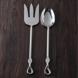 Metal Salad Servers <b>Set</b> With Patterned Handles And Fork Spoon Design For Serving Salads Dishwasher Safe Metal Salad Cutlery <b>Set</b> - Product Image 5