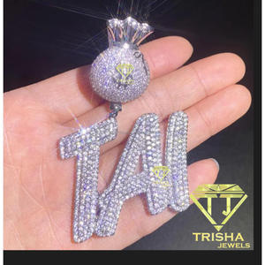 Iced Out "BGE" <b>Initial</b> <b>Necklace</b> Moissanite Diamond Custom Letter Pendant Hip Hop Bling Chain Luxury Jewelry Gift - Product Image 5