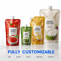 Pochette à bec verseur personnalisée pour ketchup, sachet alimentaire refermable de qualité alimentaire pour emballage de sauces et liquides avec bouchon