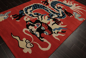 Abstract Pattern Eco-Friendly Anti-Slip Medium Pile Area Rug Rectangle <b>Red</b> <b>Wool</b> Hand Tufted Soft Handmade Living Room Office - Product Image 4