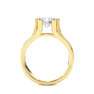 Bague de Fiançailles de Luxe Plaqué Or 18K avec Diamant de Laboratoire Rond Brillant Solitaire, Bijou de Mariage pour Femme, Cadeau de Fête - Product Image 4