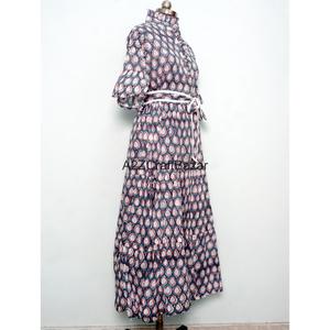 Vestido Maxi Holgado de Manga Corta con Cuello en V, 100% Algodón Hecho a Mano, Transpirable, Estilo Casual Y2K, Dulce, Ecológico, Floral y Natural para Mujer - Product Image 5