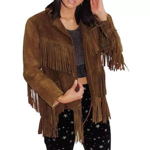 Ladies <b>Fringe</b> Leather <b>Jacket</b> Western Cowboy Suede Tassel Outerwear Fashion Coat Motorcycle Biker Custom Wholesale OEM - Product Image 1