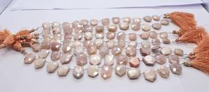 AAA Moonstone Coated Faceted Hut Shape Beads 12x14-14x18 MM Moonstone Hut Gemstone Beads 8 Inch Coated Moonstone Fancy Shape - Product Image 2
