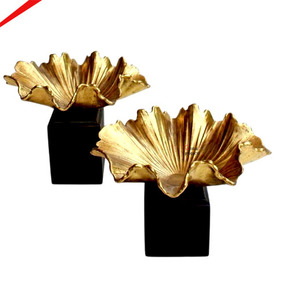 Bol décoratif abstrait moderne en or, plateau de centre de table en métal pour table à manger, décoration de luxe pour la maison, plateau à collations - Product Image 3