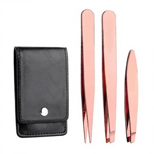 Juego de Pinzas para Cejas de Acero Inoxidable Color Oro Rosa, Pinzas Inclinadas, Pinzas para Párpados Dobles, Kit de Herramientas de Maquillaje - Product Image 3