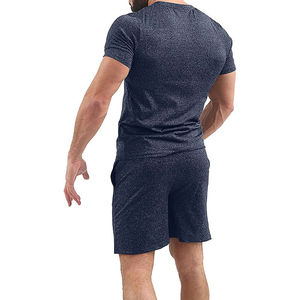 Conjunto de 2 piezas de camisa y pantalón corto de verano para hombre, de tejido de rizo de poliéster/algodón, de secado rápido, colores y tallas personalizables, con logo. - Product Image 6