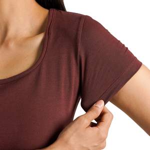 Camiseta Deportiva Personalizada para Mujer, Corte Ajustado, Manga Corta, Cuello Redondo, Suave y Elástica, para Gimnasio, Fitness, Yoga, Transpirable, Color Marrón - Product Image 4