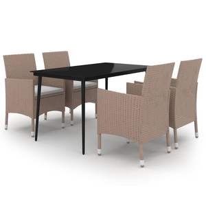 Conjunto de Comedor de Jardín de Ratán Sintético PE Beige de 5 Piezas, Resistente - Product Image 2