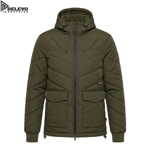 High Quality Custom Insulated <b>Utility</b> <b>Jacket</b>, <b>Men</b> Heavy Duty Winter Coat in Olive Green with Hood and Pockets - Product Image 1
