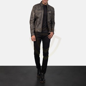 Chaqueta de cuero para hombre al por mayor, 100% cuero auténtico, nueva, informal y elegante, estilo motero. - Product Image 6