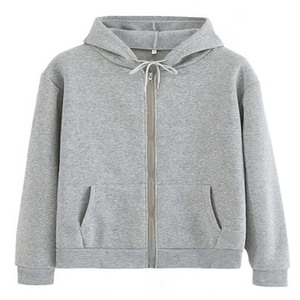 Sudadera con Capucha Casual Gris Claro para Hombre, 100% Algodón de Felpa de Alto Gramaje, Cierre Completo, Corte Regular, Bolsillo Frontal, Logotipo Personalizado Bordado, Ropa Deportiva - Product Image 2
