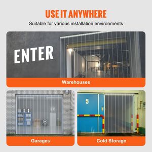 8 \ "larghezza X 150 'lunghezza striscia di tenda in PVC porta trasparente a coste rotolo di plastica sfuso per magazzini centri commerciali garage - Product Image 6