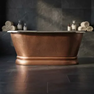 Bañera de Pedestal de Cobre con Interior de Níquel, Bañera Independiente de Diseño para Spa, Hotel, Baño y Renovación del Hogar - Product Image 4