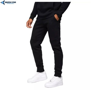 Men's Black Hooded Tracksuit Full Sleeve Casual Sweatshirt Pants Set Breathable Polyester Autumn Wear Solid Color Design - Product Image 6